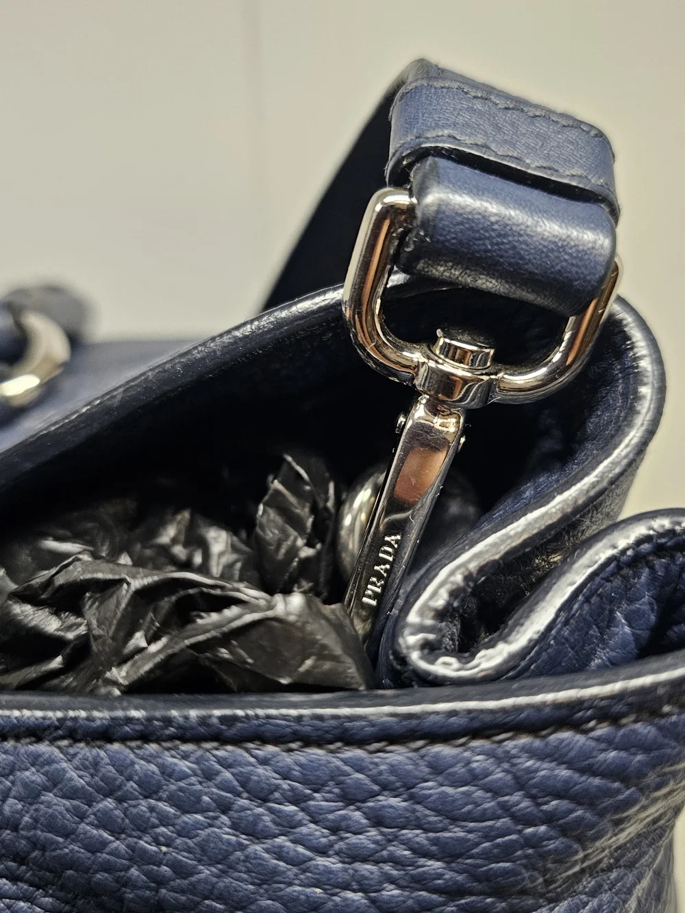 Prada Navy Leather Tote Bag
